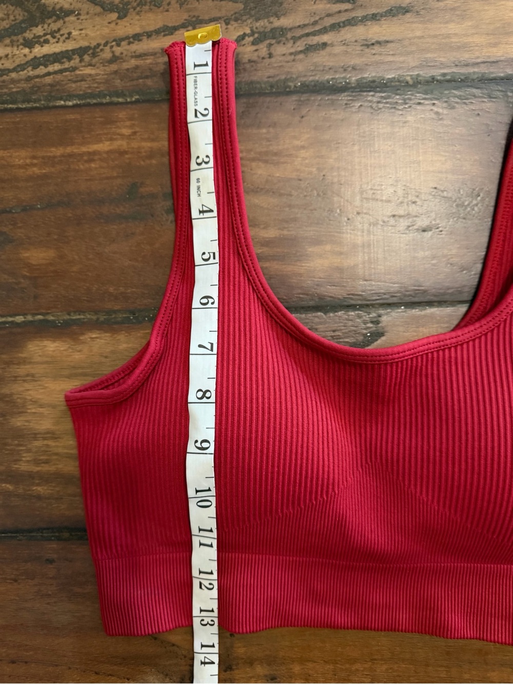 Like New Ribbed Red Athletic Crop Top & High-Waist Bike Shorts Set - Picture 3 of 7